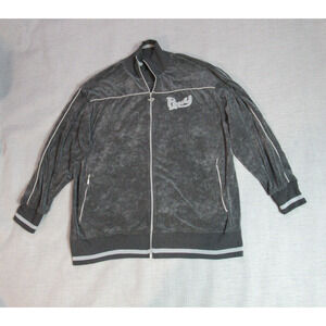 Vintage Pony Jacket Mens Size XL Gray Velour Full Zip Embroidered Hip Hop Y2K
